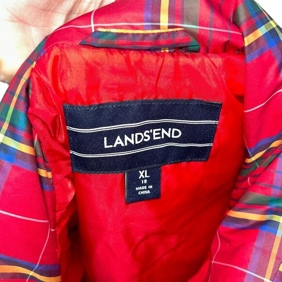 Lands' End Women's Red Plaid Vest - Picture 2 of 4